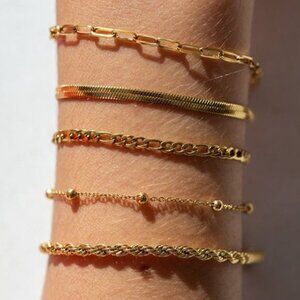 YOU PICK 2! Waterproof Gold chain Bracelets stack tarnish free gold chain